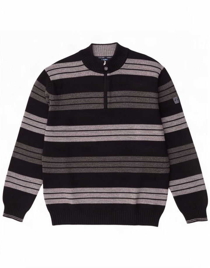 Il Granchio Pull Col Zippé Homme Large Bleu Marine Rayé