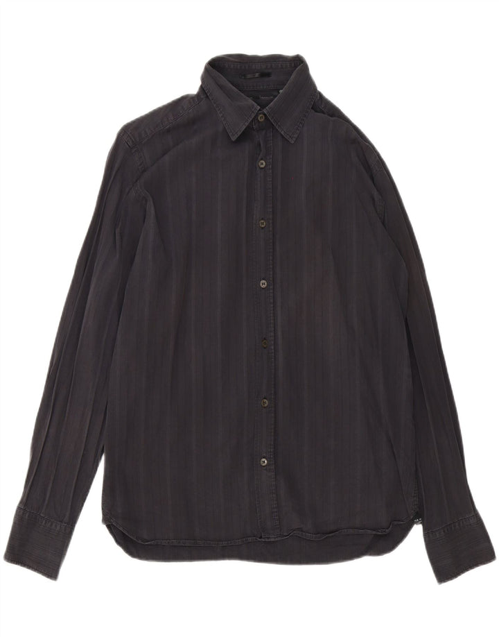 TED BAKER Mens Shirt Size 4 Large Black Pinstripe