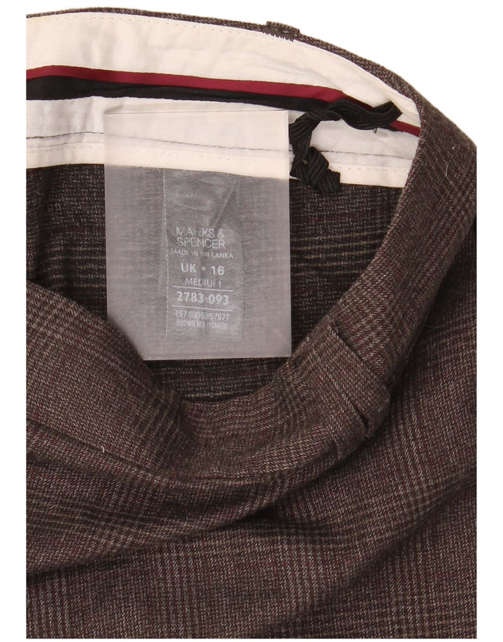 Marks & Spencer Pantalon de costume pour femme UK 16 Large W38 L29 Marron à carreaux