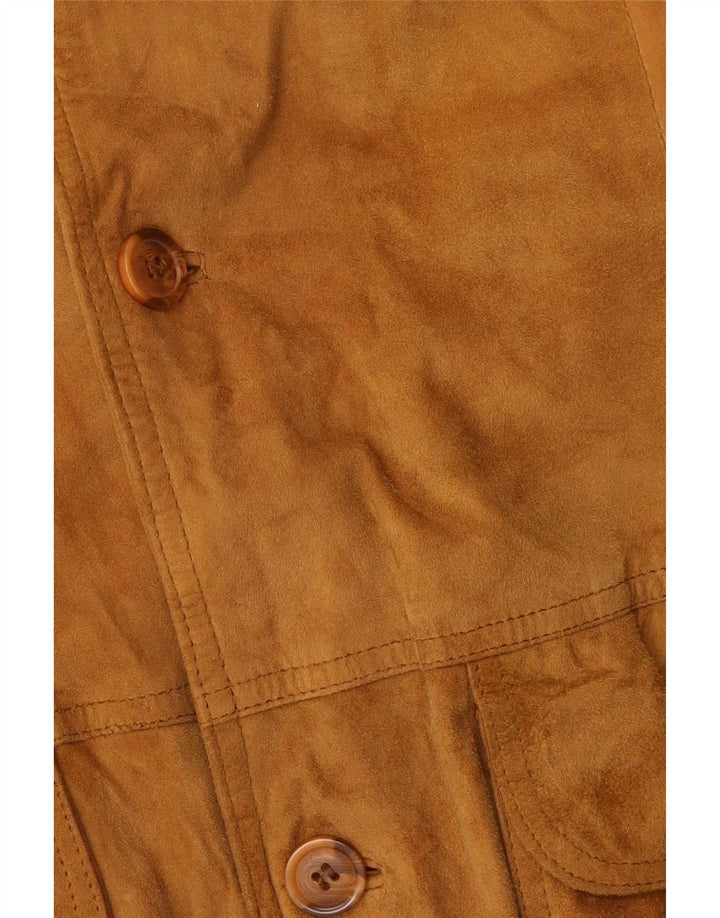 Veste Bomber En Daim Vintage Homme IT 54 2XL Cuir Beige