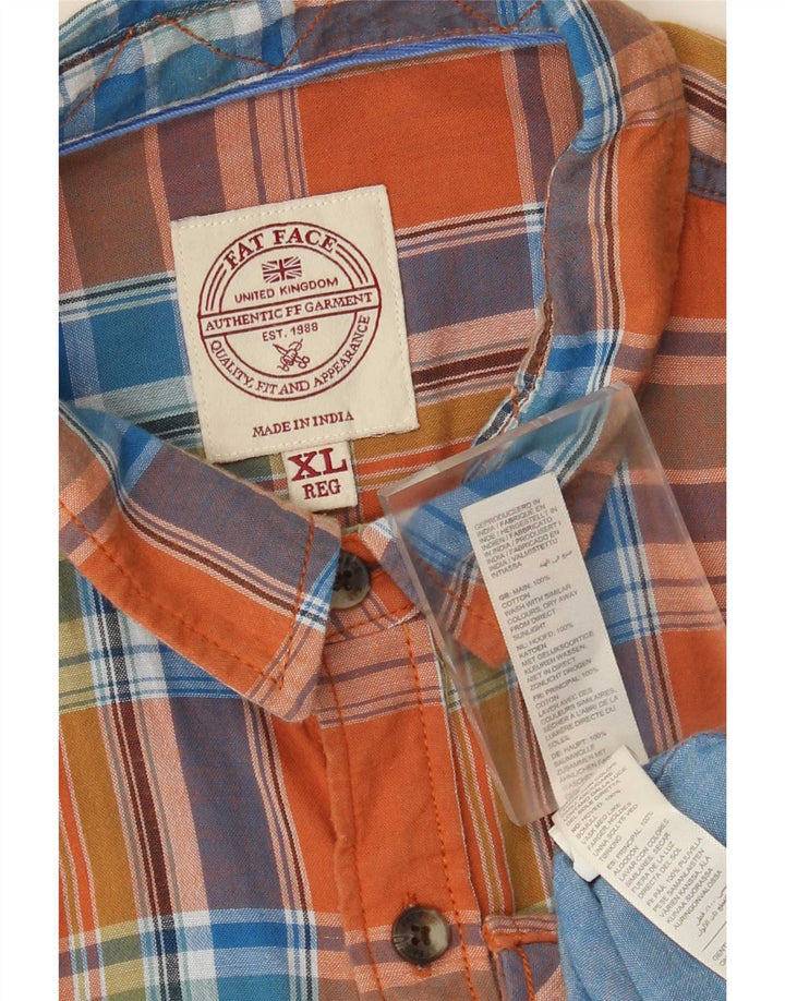 Fat Face Chemise Flanelle Homme XL Coton à Carreaux Orange