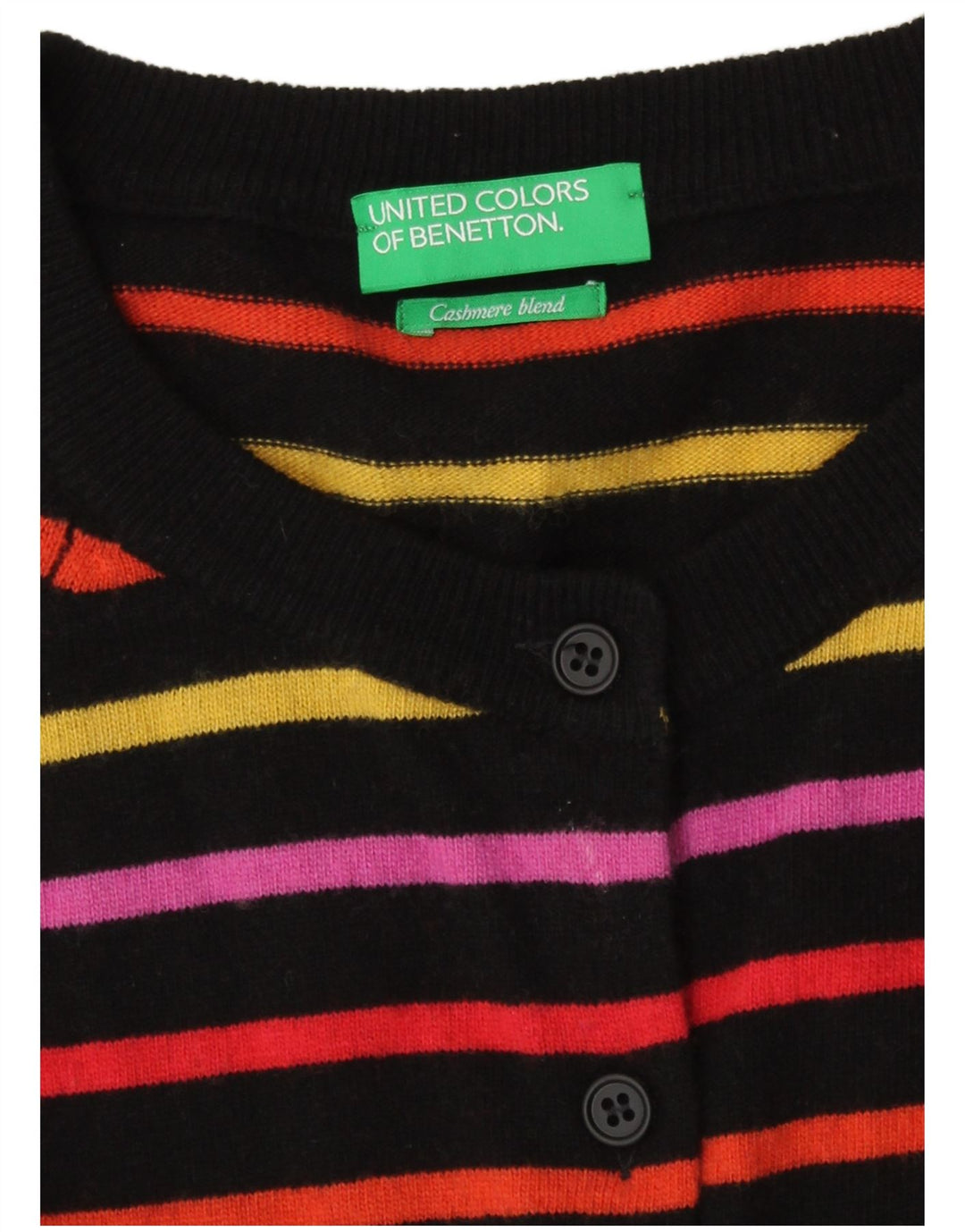 Benetton Pull Cardigan Femme UK 14 Medium Multicolore Rayé