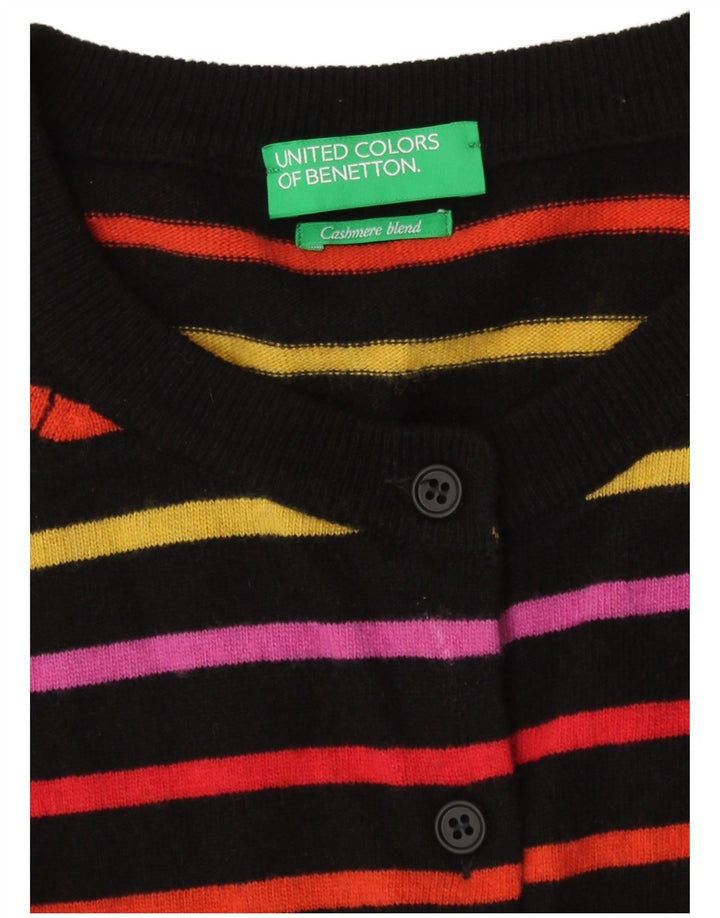 Benetton Pull Cardigan Femme UK 14 Medium Multicolore Rayé