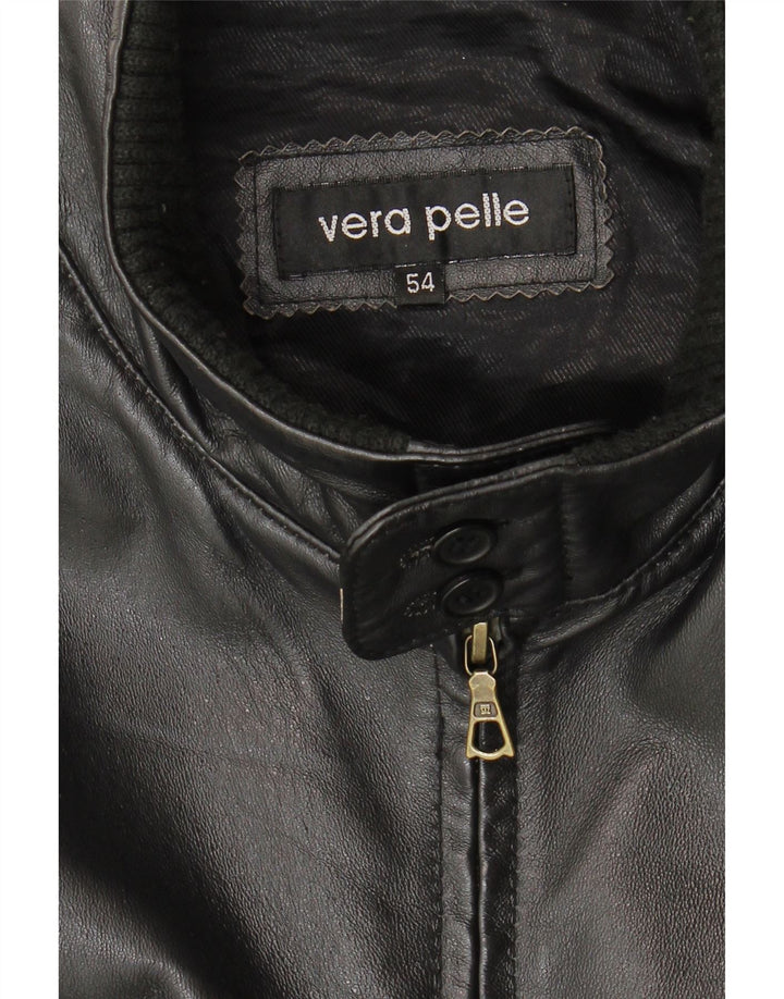 Veste en cuir homme vintage IT 54 2XL Cuir noir