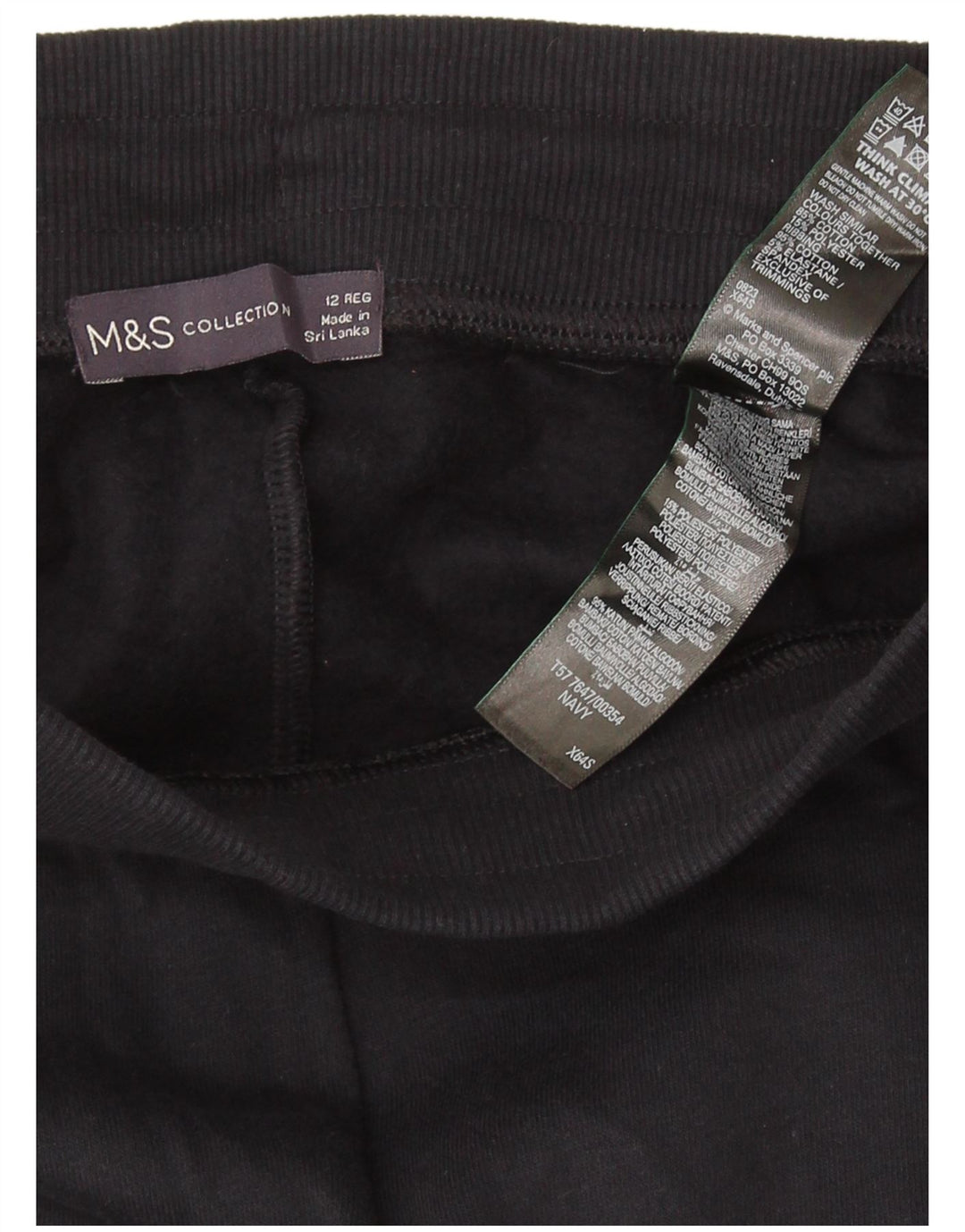 MARKS & SPENCER Pantalon de survêtement pour femme UK 12 Bleu marine moyen Coton