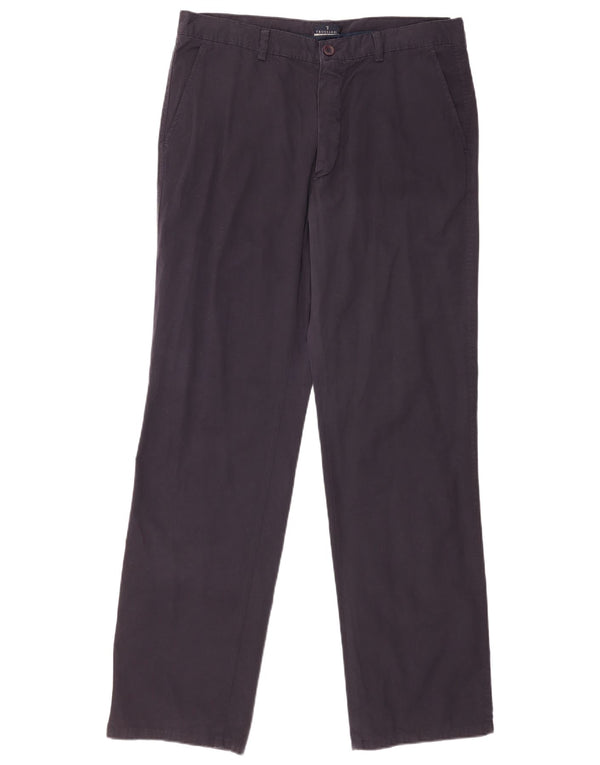Trussardi Mens Straight Chino Trousers W34 L34 Navy Blue Cotton