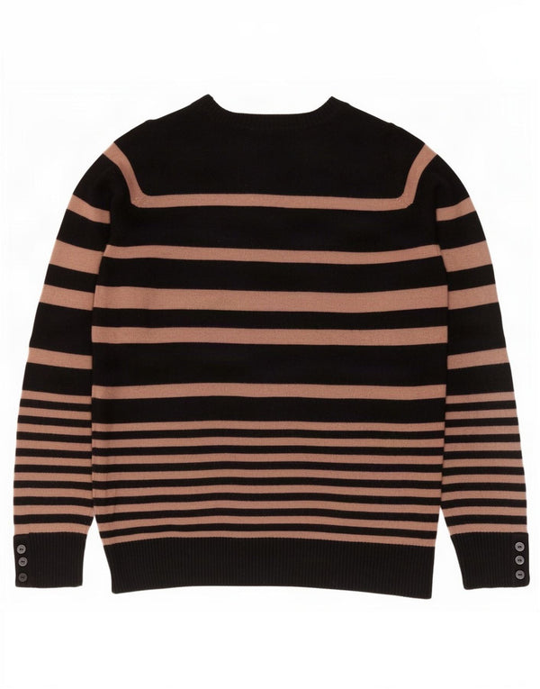 Marks & Spencer Pull col en V pour femme UK 14 Medium Noir Rayé