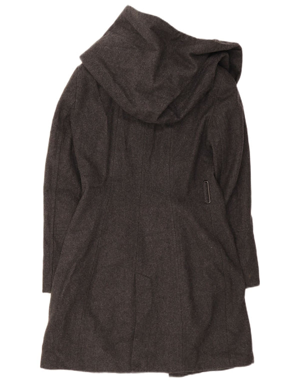 Zara Manteau à capuche pour femme UK 10 Petite laine noire