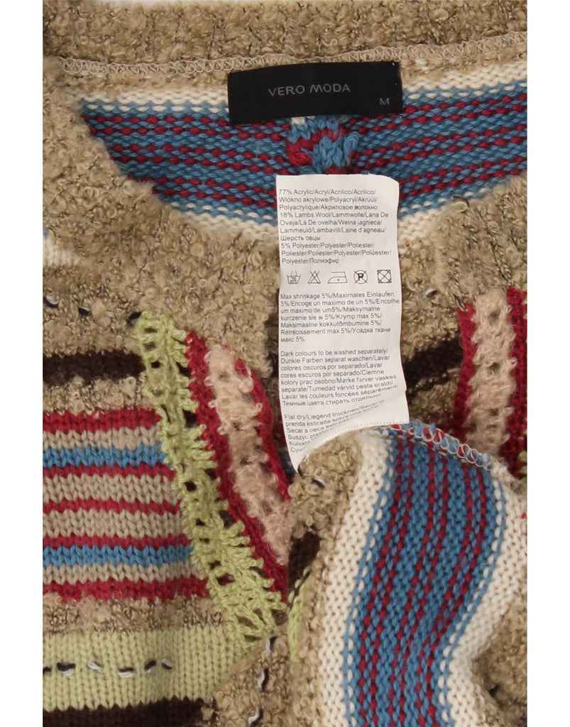 VERO MODA Womens V-Neck Jumper Sweater UK 14 Medium Multicoloured Striped Vintage Vero Moda and Second-Hand Vero Moda from Messina Hembry 
