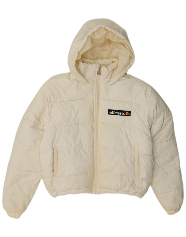Ellesse Veste matelassée surdimensionnée à capuche pour femme UK 8 Small Off White