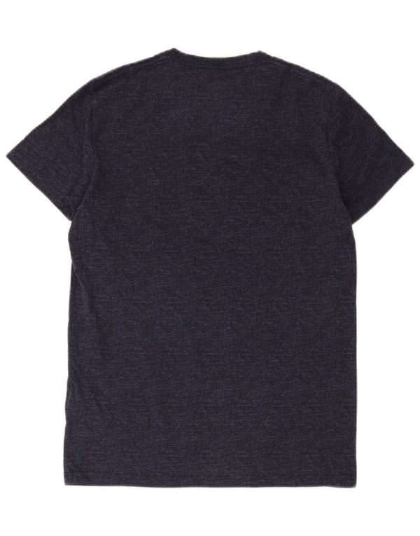 Hollister Homme Graphic T-Shirt Top Small Bleu Marine Moucheté Coton