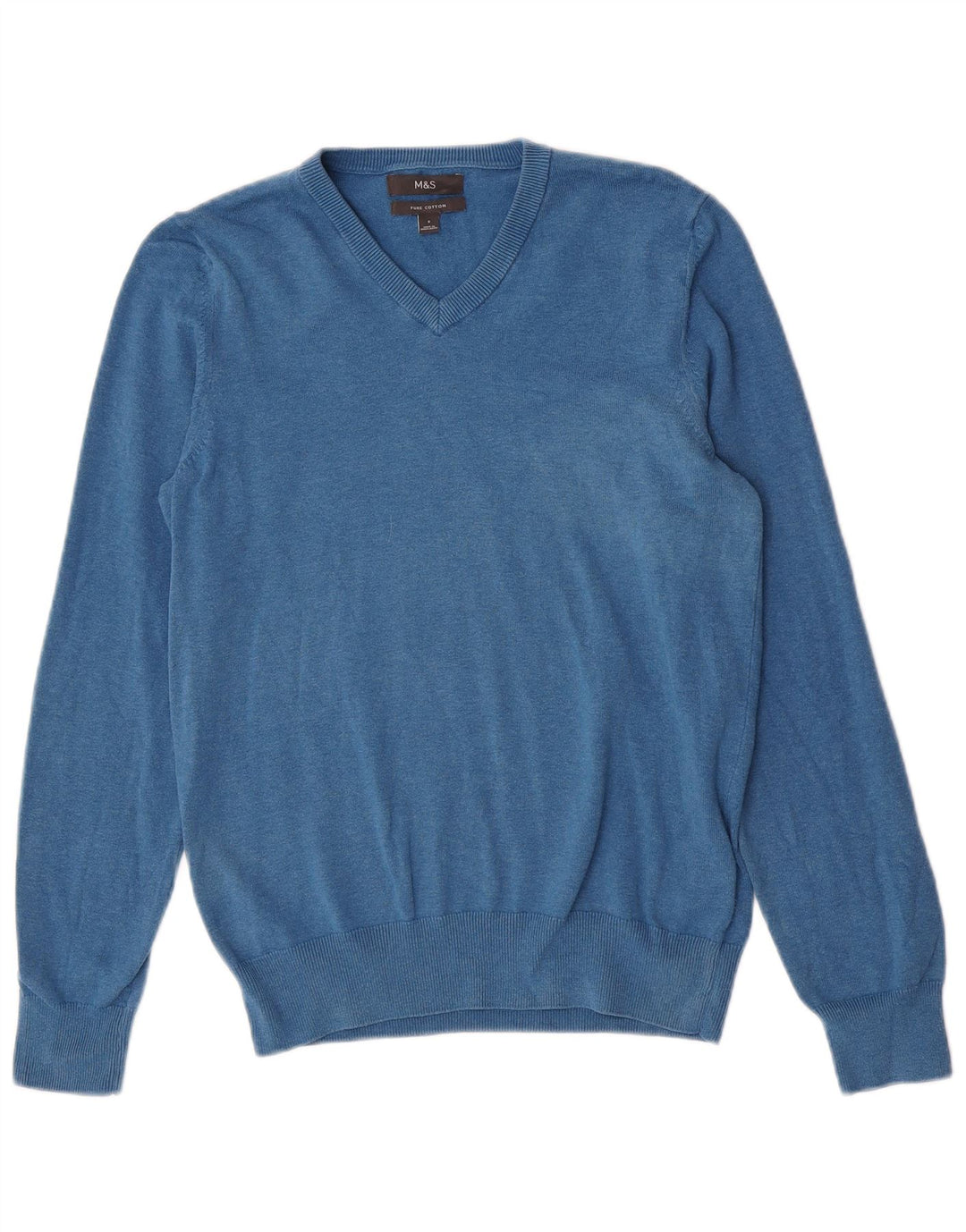 MARKS & SPENCER Pull col V pour homme Petit Bleu Coton
