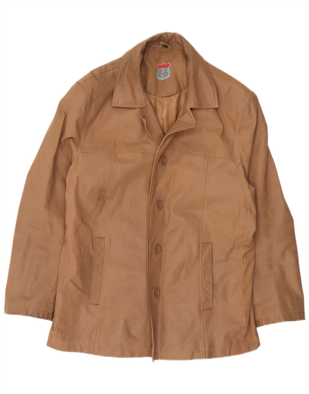 Route 66 Veste en cuir pour homme UK 38 Cuir beige moyen