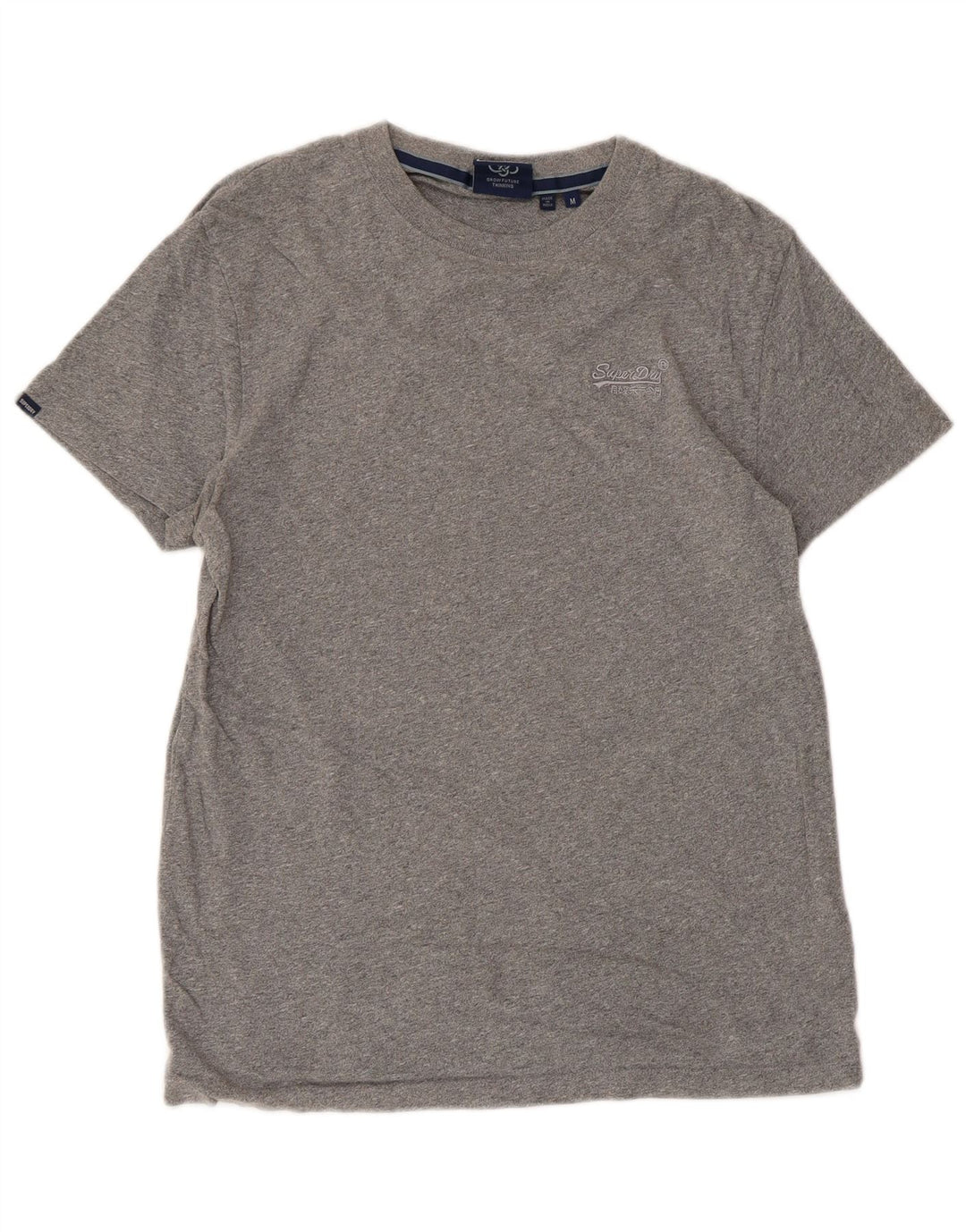 SUPERDRY T-Shirt Femme Top UK 12 Gris Moyen Coton