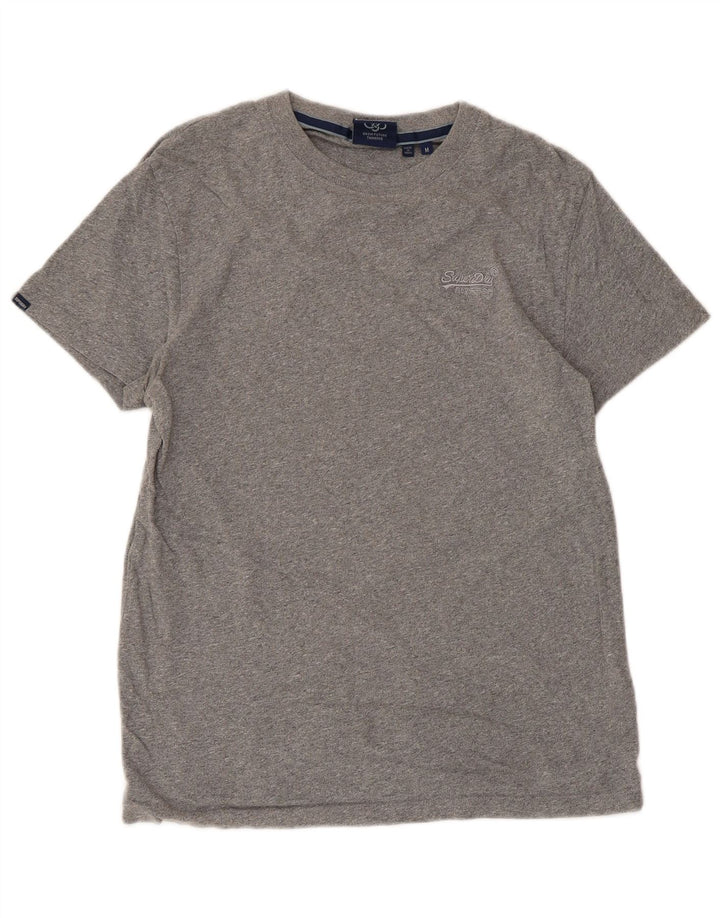 SUPERDRY T-Shirt Femme Top UK 12 Gris Moyen Coton
