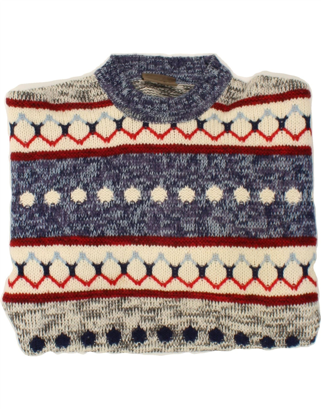 SEVRES Pull col rond homme IT 50 laine Fair Isle bleu moyen