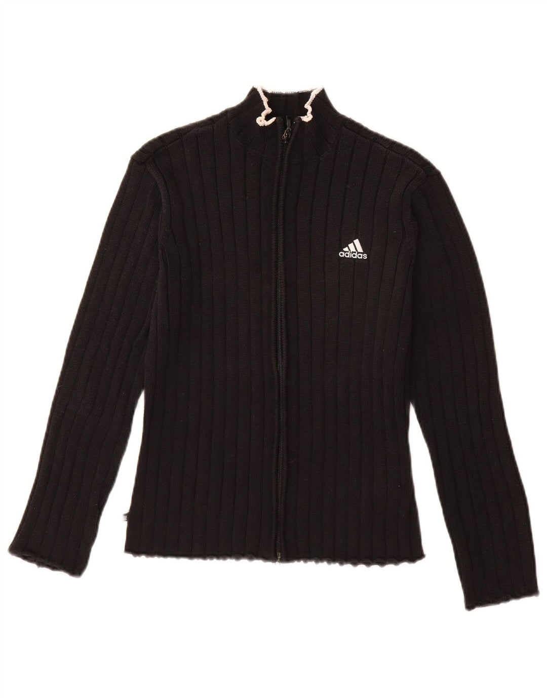ADIDAS Pull Cardigan Femme UK 12 Coton Noir Moyen