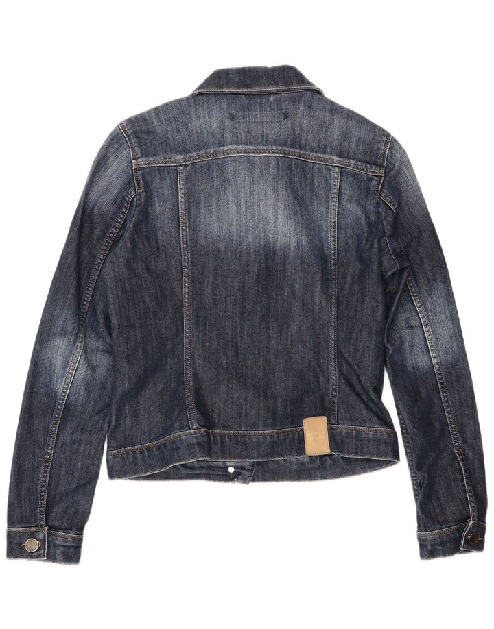 Zara Womens Crop Denim Jacket UK 12 Moyen Bleu Marine Coton