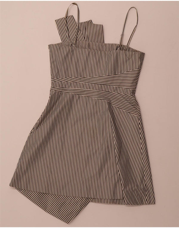 KAREN MILLEN Robe trapèze asymétrique pour femme UK 12 Medium Noir Rayé