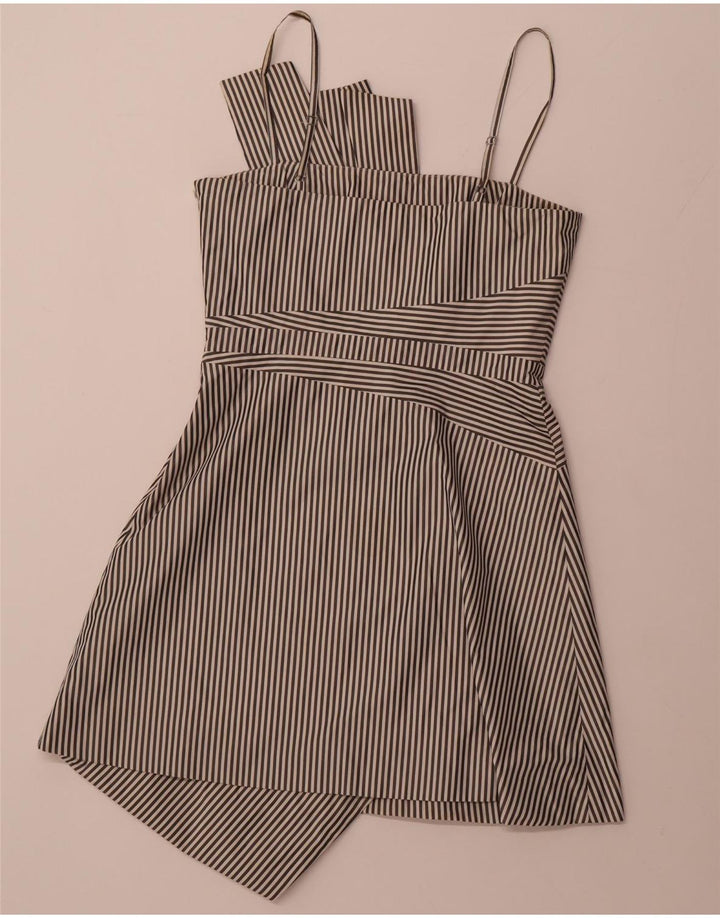 KAREN MILLEN Robe trapèze asymétrique pour femme UK 12 Medium Noir Rayé