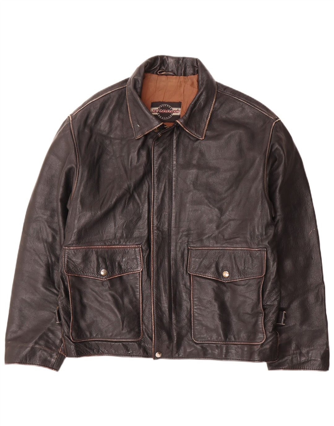 veste en cuir homme vintage IT 50 Grand Noir