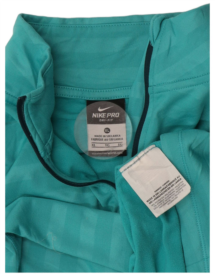 Nike Dri Fit Zip Neck Pull Survêtement Top UK 18 XL Bleu Rayé