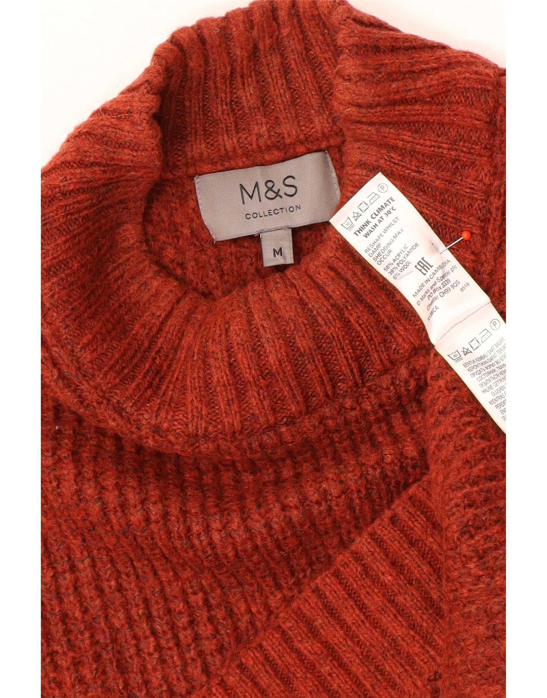 Marks & Spencer Pull Col Roulé Homme Marron Moyen Acrylique