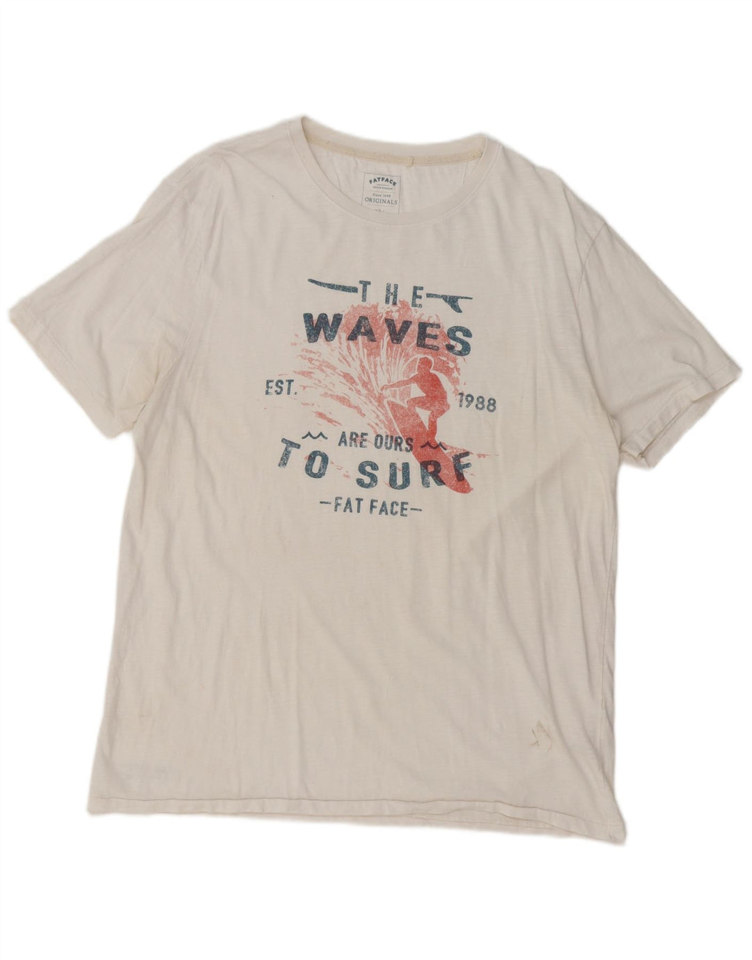 Fat Face T-Shirt Graphique Homme Grand Blanc Coton