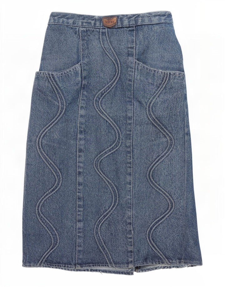 POP 84 Jupe en Jean Taille Haute Femme W30 Bleu Moyen