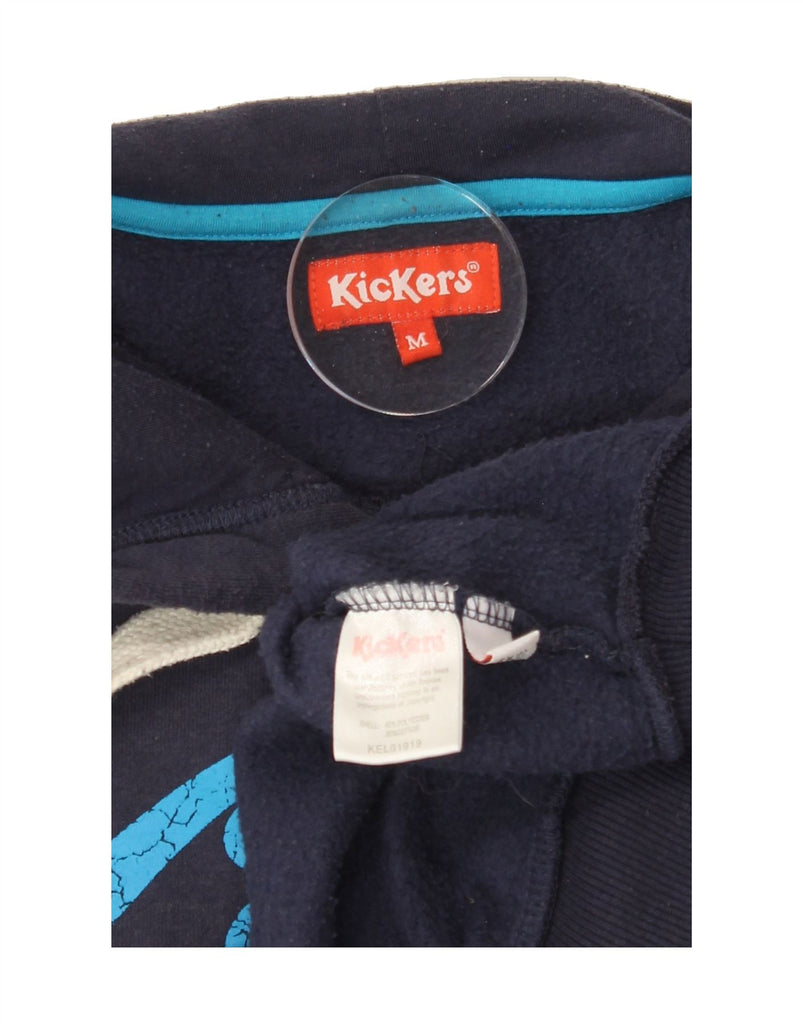 KICKERS Mens Graphic Hoodie Jumper Medium Blue Polyester Vintage Kickers and Second-Hand Kickers from Messina Hembry 