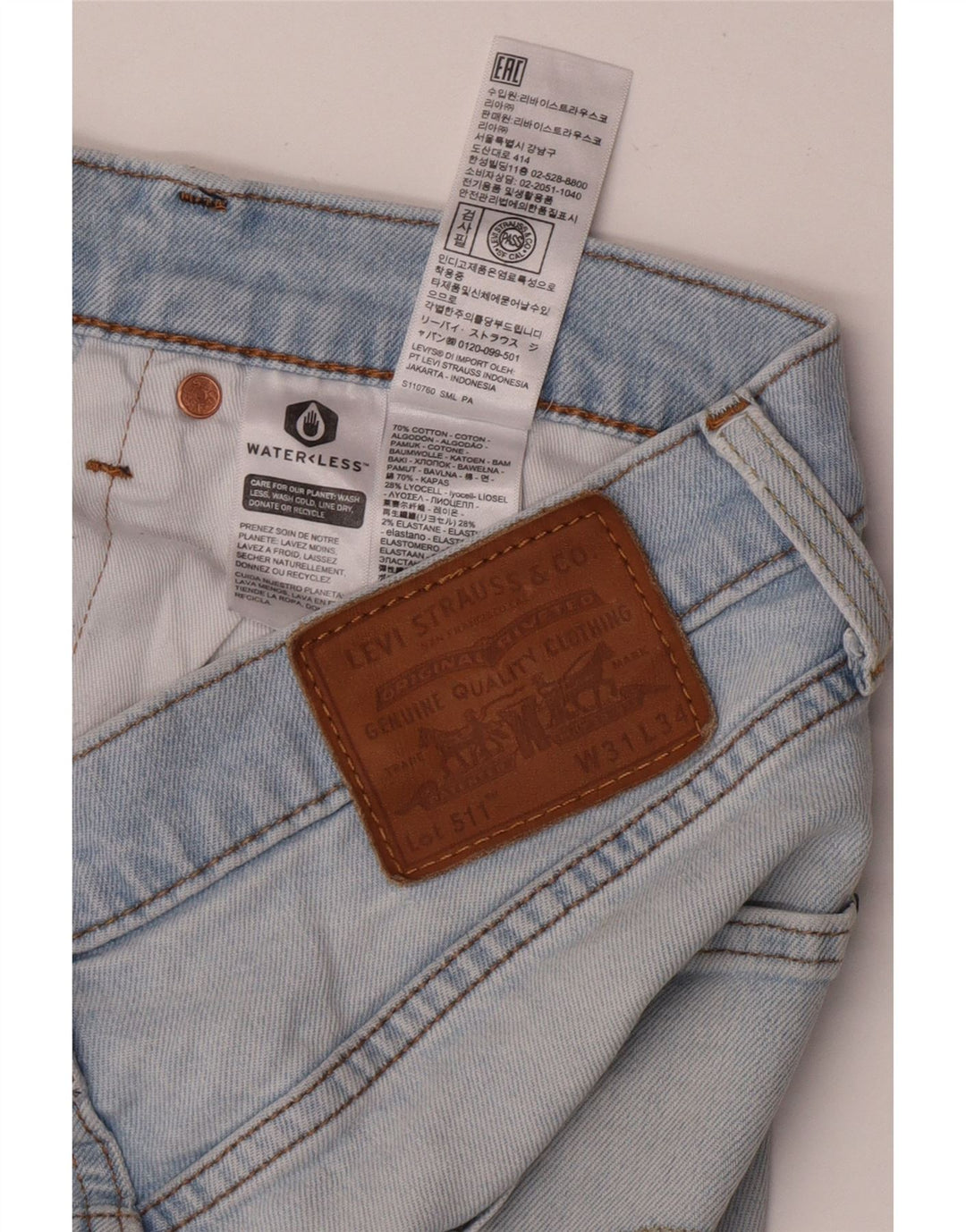 Levi's Jean Slim 511 Homme W31 L34 Bleu Coton