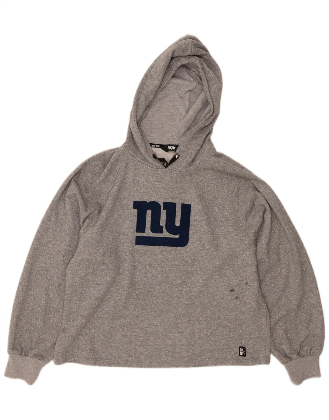 DKNY Pull à capuche surdimensionné graphique pour femme UK 14 Gris moyen Polyester