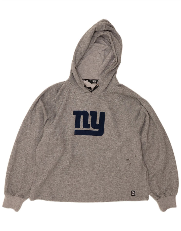 DKNY Pull à capuche surdimensionné graphique pour femme UK 14 Gris moyen Polyester