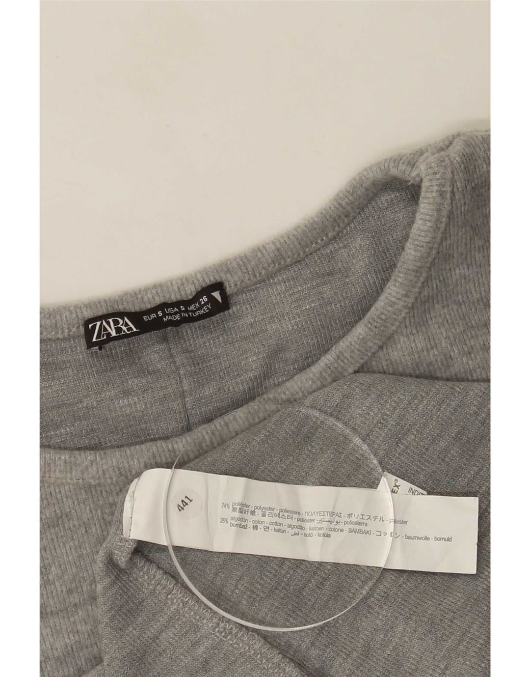 Zara Femme Robe Basique UK 8 Petit Gris Polyester