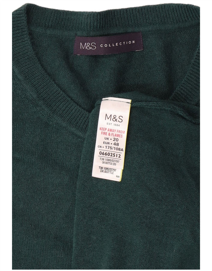 MARKS & SPENCER Pull à col rond pour femme UK 20 2XL Vert Acrylique