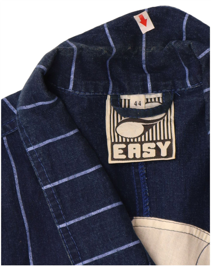 Veste Blazer En Jean Femme Easy IT 44 Coton Rayé Bleu Marine Moyen