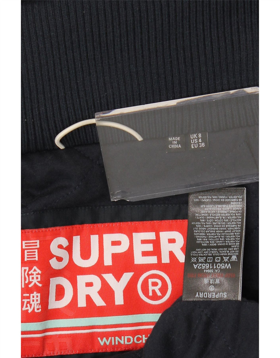 SUPERDRY Veste coupe-vent à capuche graphique pour femme UK 8 Small Bleu marine