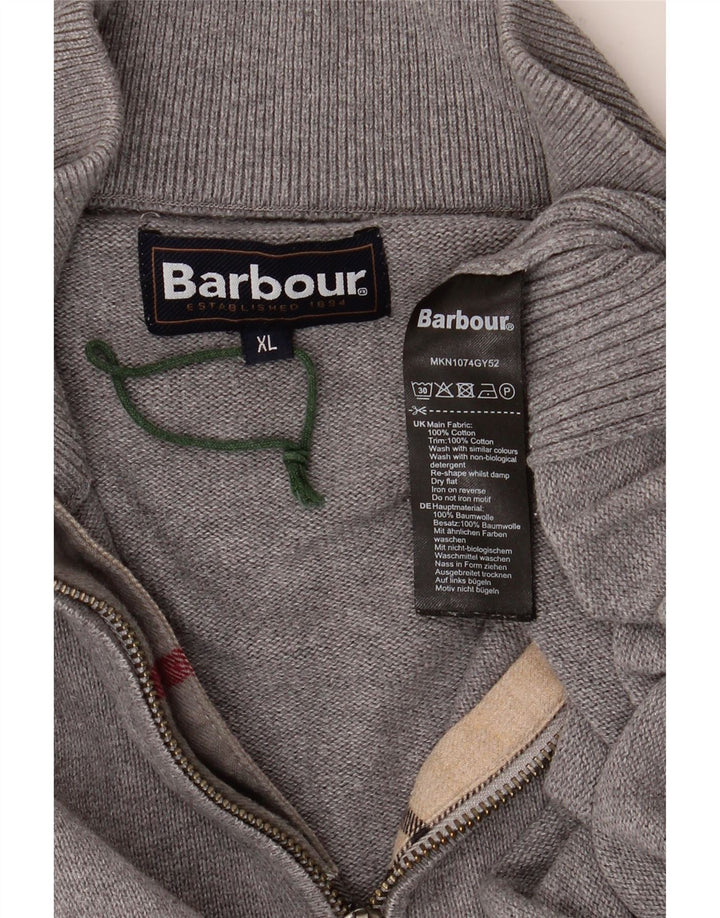 Barbour Pull col zippé pour homme XL en coton gris