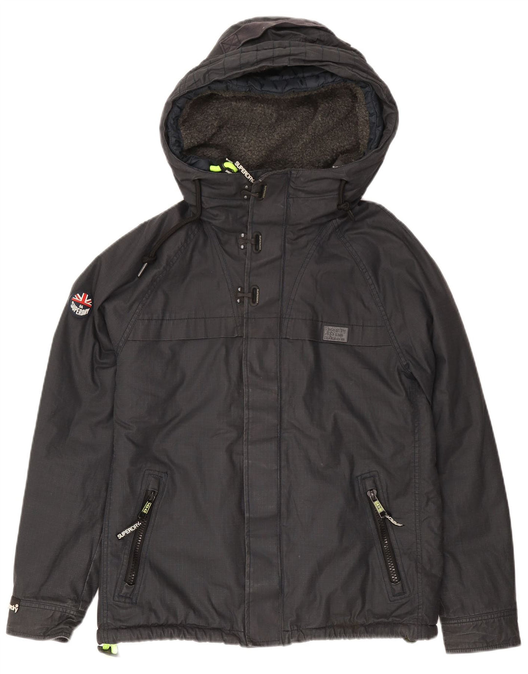 Superdry Veste coupe-vent à capuche pour hommes UK 40 Grand logo bleu marine