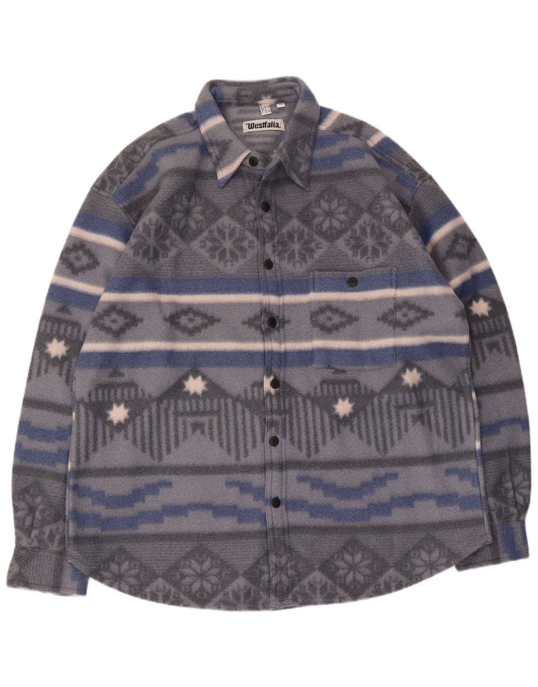 chemise polaire homme vintage UK 15 Polyester géométrique gris moyen