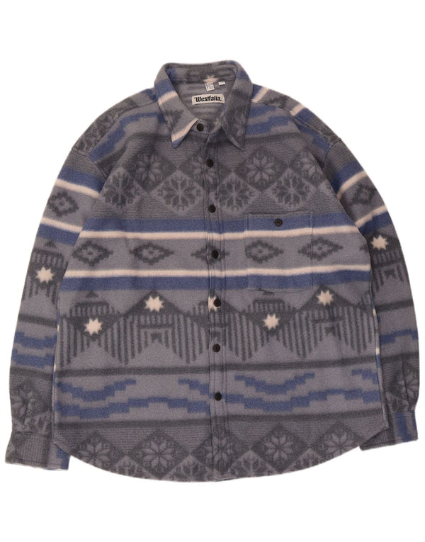 chemise polaire homme vintage UK 15 Polyester géométrique gris moyen