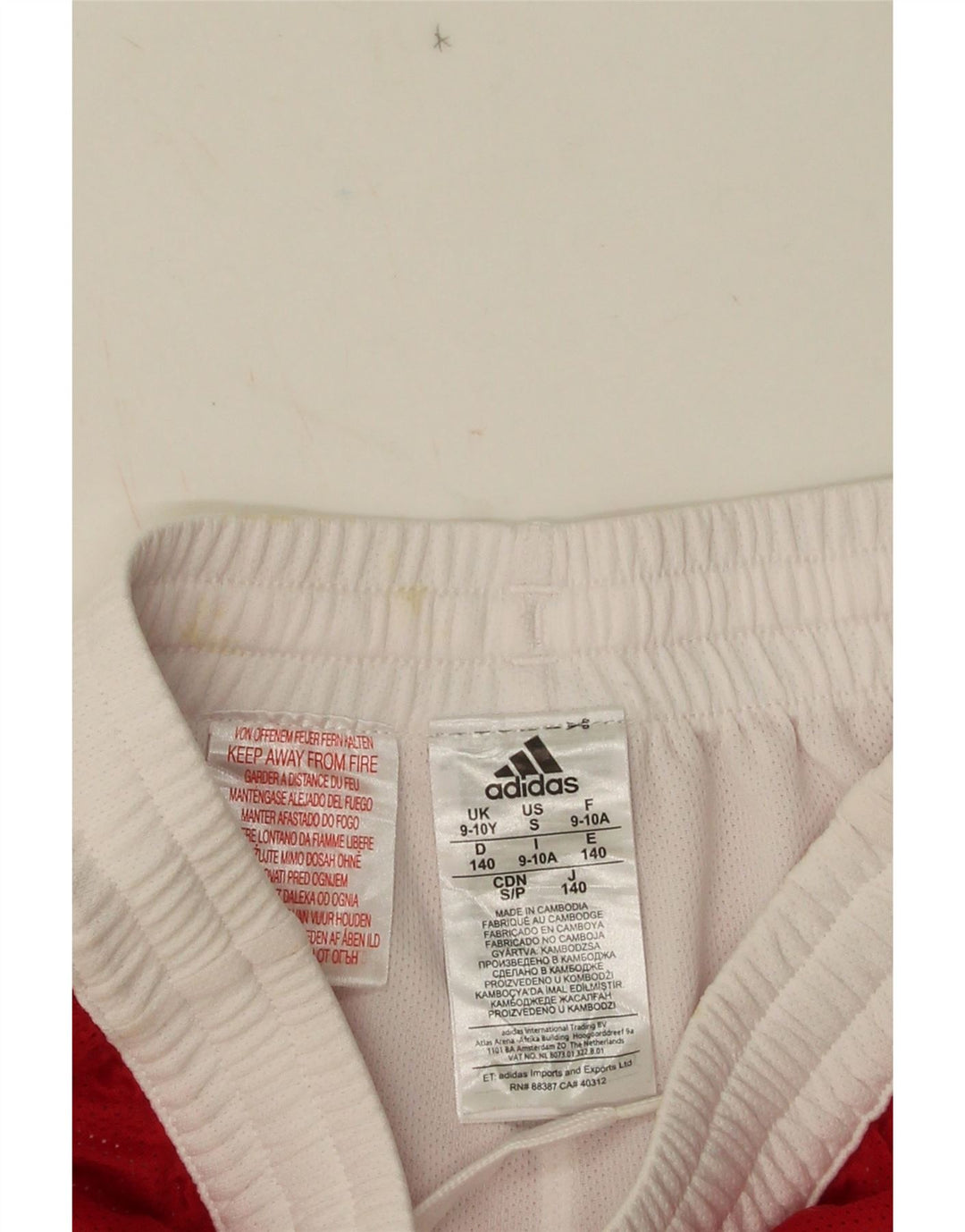 Adidas Short de Sport Garçon 9-10 Ans Rouge Colorblock Polyester