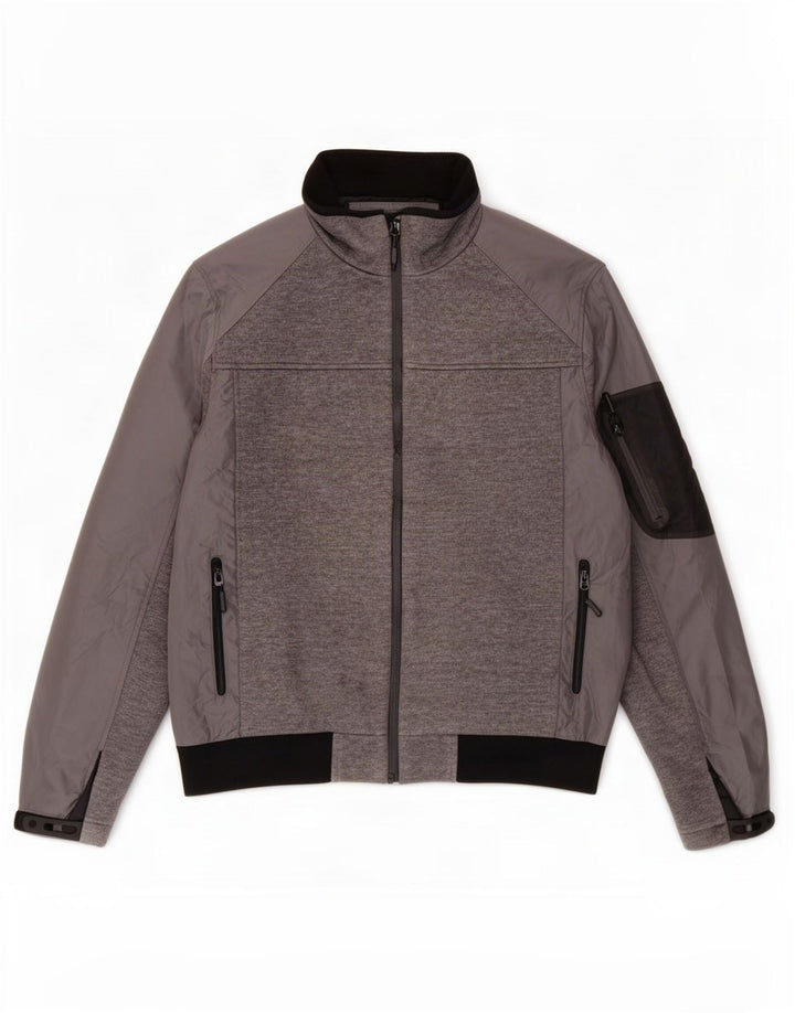 Zara Veste Bomber Homme UK 44 2XL Gris Colorblock Polyester