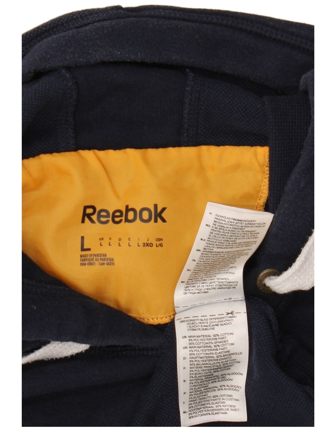 REEBOK Pull à capuche graphique pour hommes, grand coton bleu marine