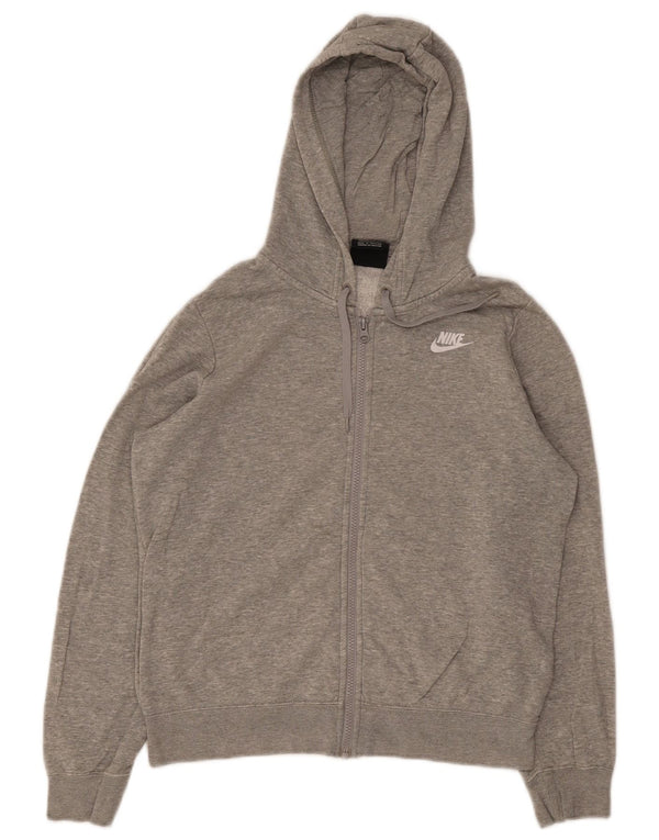 Nike Pull à capuche zippé surdimensionné pour femme UK 10 Petit coton gris