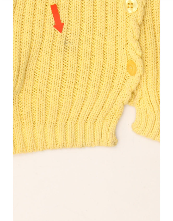 SISLEY Womens Cardigan Sweater UK 14 Medium Yellow Cotton Vintage Sisley and Second-Hand Sisley from Messina Hembry 