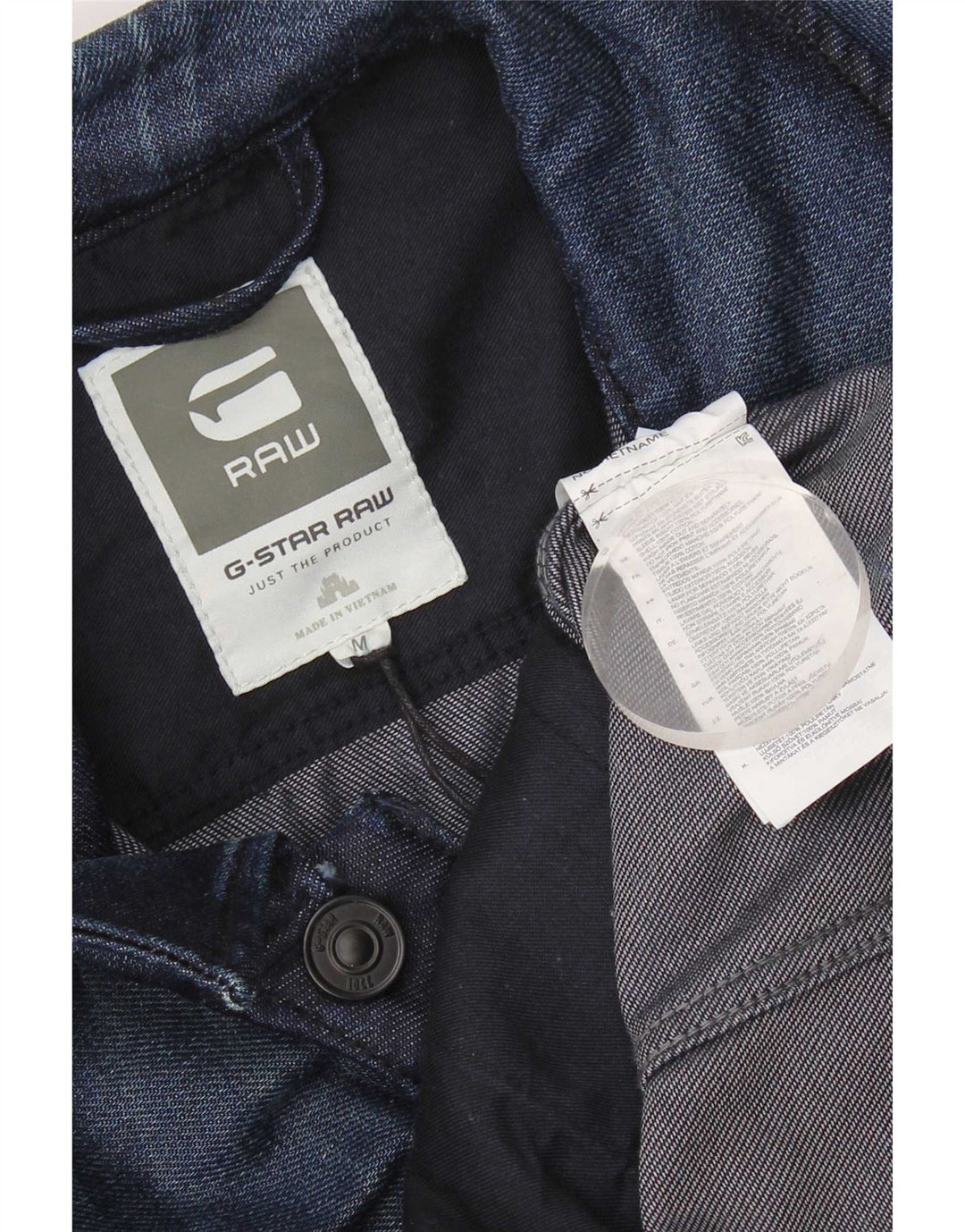 G-Star Veste en jean pour femme UK 12 Bleu marine moyen en coton colour block