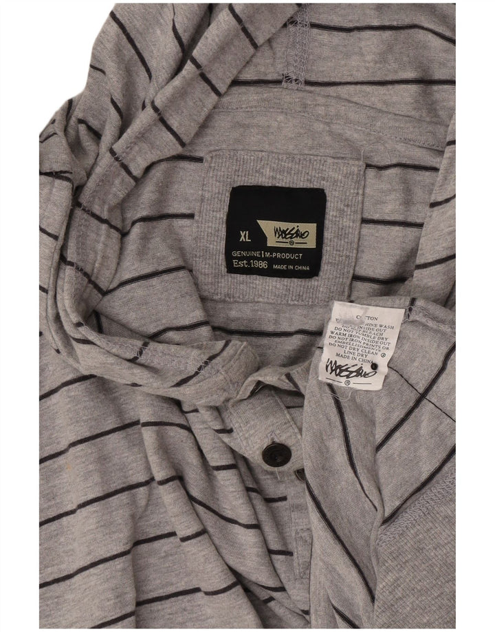 Mossimo Pull à capuche pour homme XL en coton rayé gris
