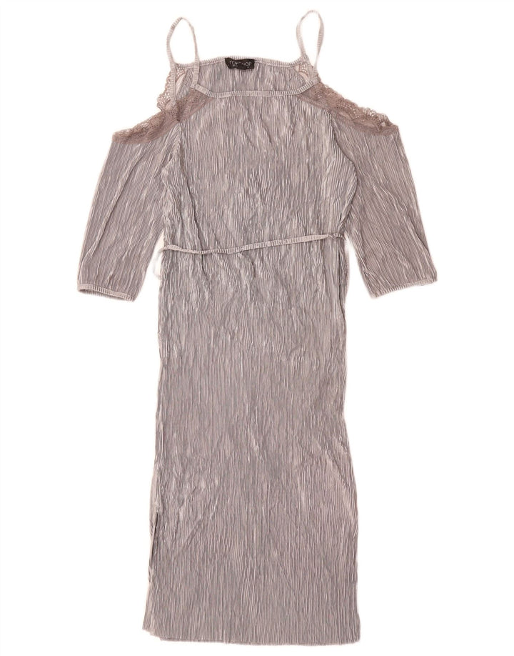TOPSHOP Womens Off Shoulder Dress UK 8 Small Grey Polyester
