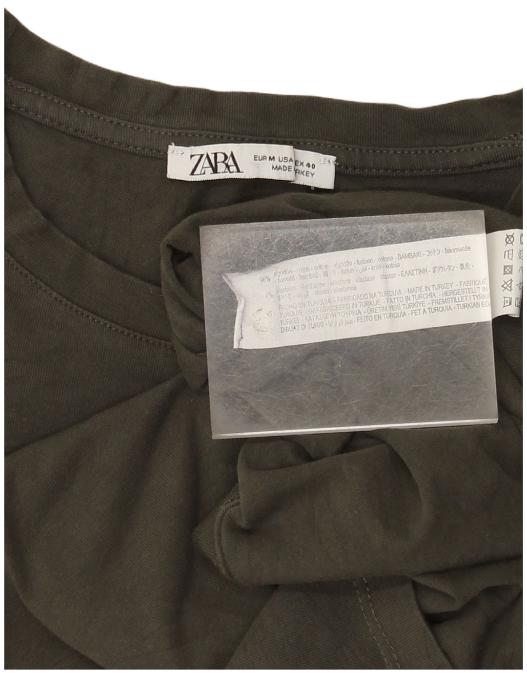 Zara Homme T-Shirt Top Marron Moyen Coton